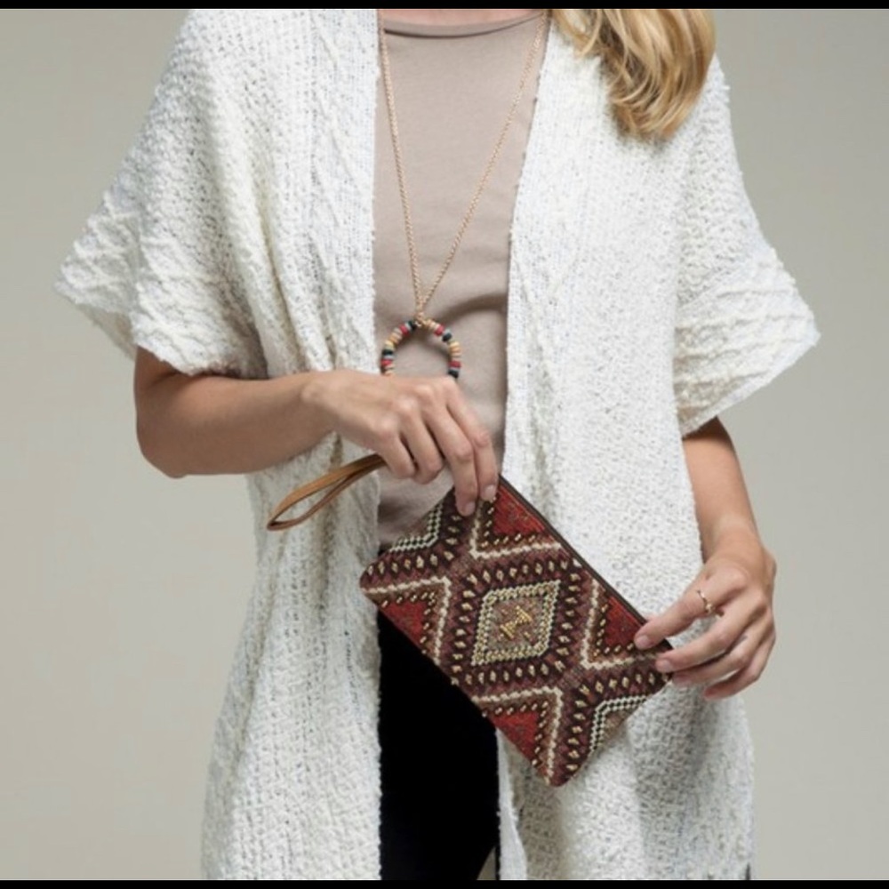 Suede Leather Wristlet with Tribal Ikat Pattern - Picture 6 of 6